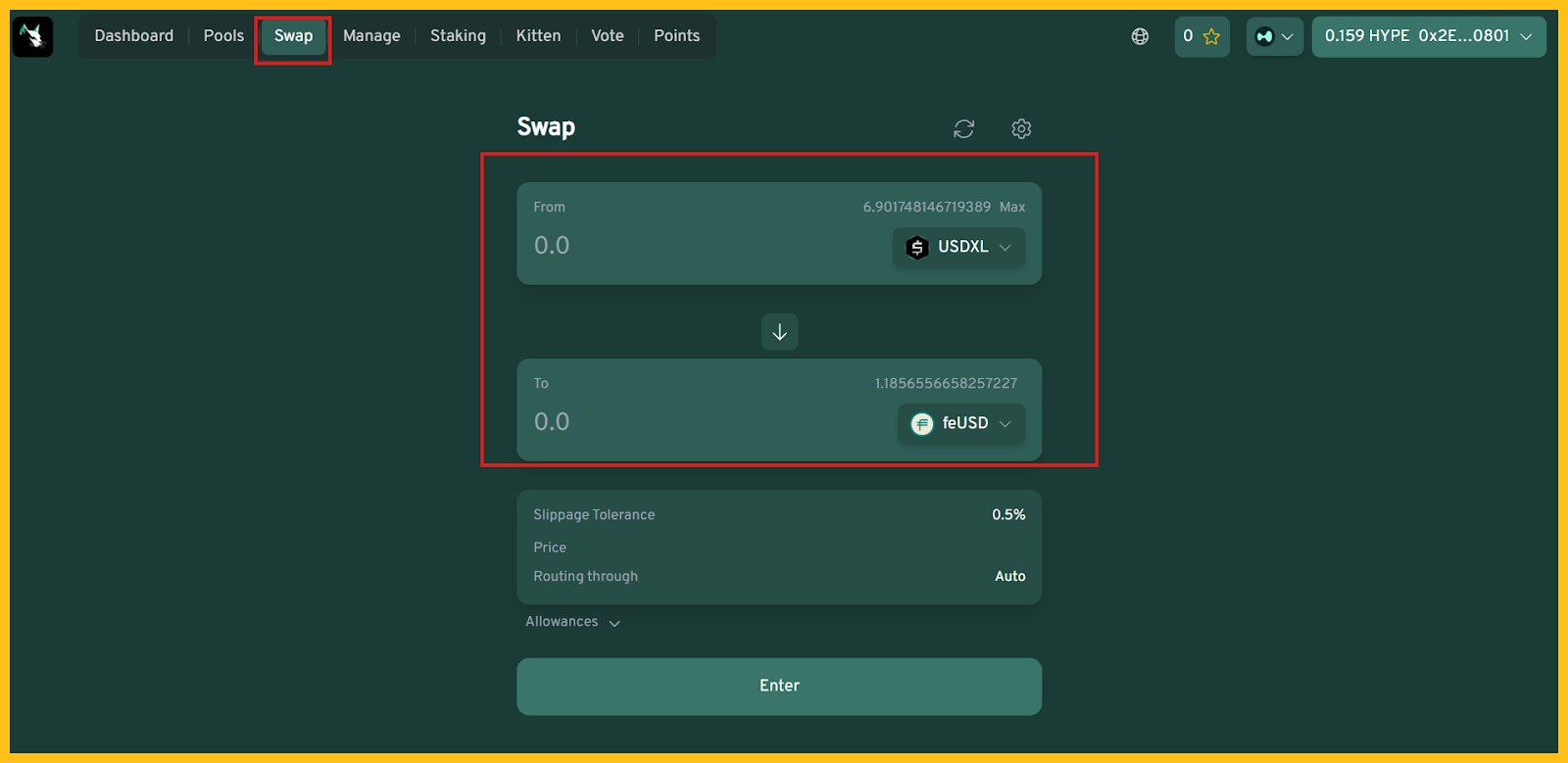 100 USDXL dùng để Swap đều đặn trên KittenSwap