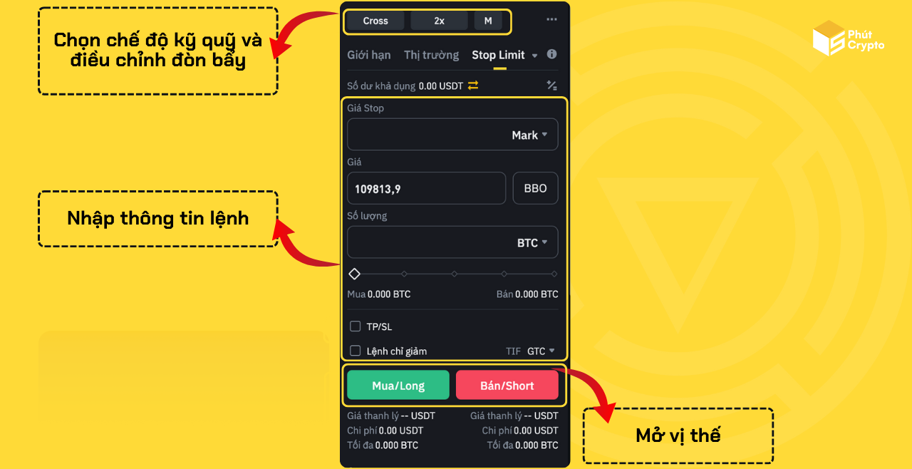 Cách mở lệnh trên Binance Futures