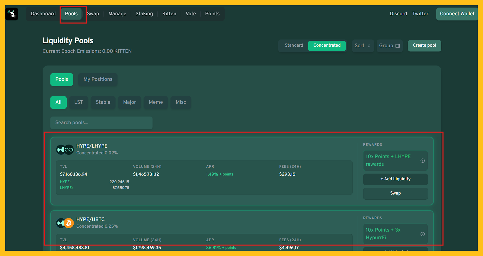 Cung cấp thanh khoản trên KittenSwap