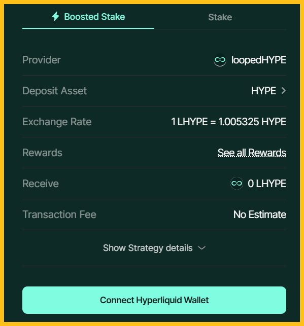 Truy cập Looped Hype và kết nối ví Metamask