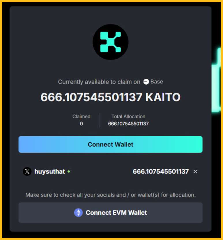 Airdrop từ Kaito AI