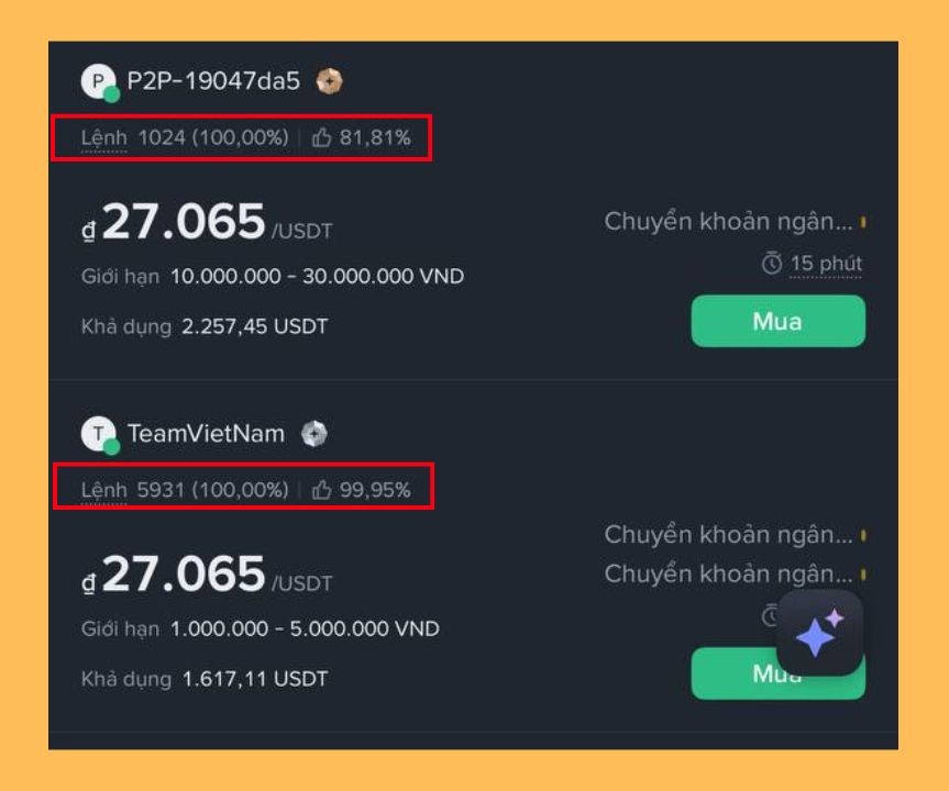 Chọn thương nhân P2P uy tín trên Binance