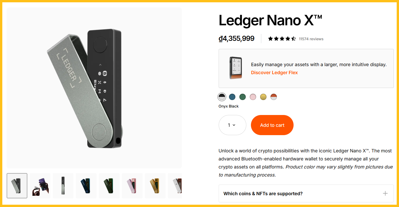 Giá bán của ví Ledger Nano X