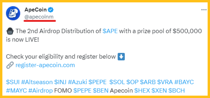 Tài khoản giả mạo APE