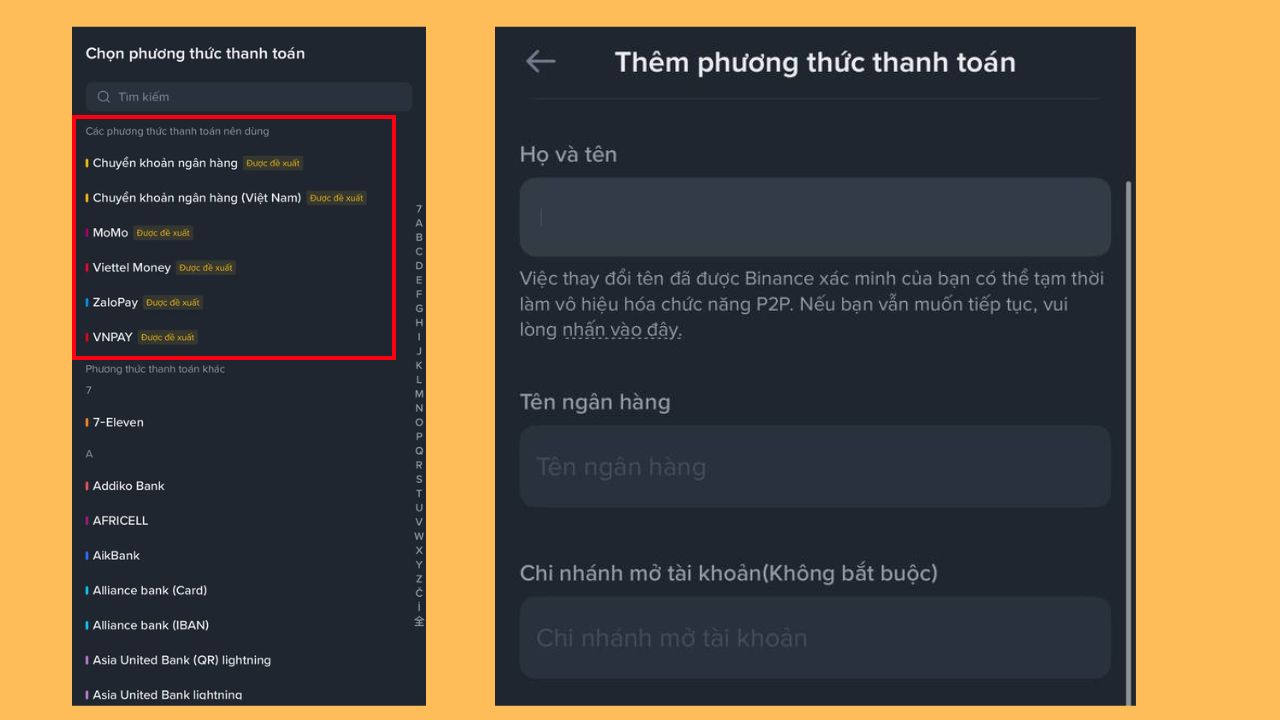 Thêm phương thức thanh toán là chuyển khoản ngân hàng