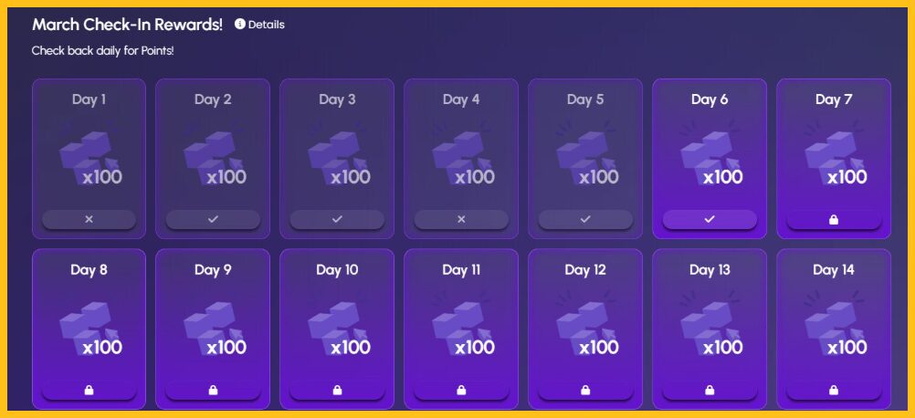 Vào phần Earn Point, sau đó chọn Dailies để check-in mỗi ngày