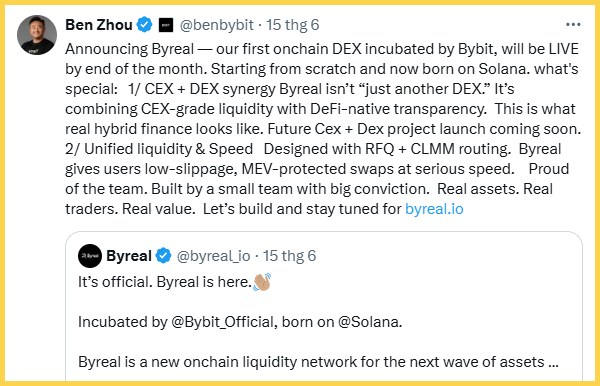 Ben (Founder & CEO) Bybit giới thiệu về dự án DEX Byreal