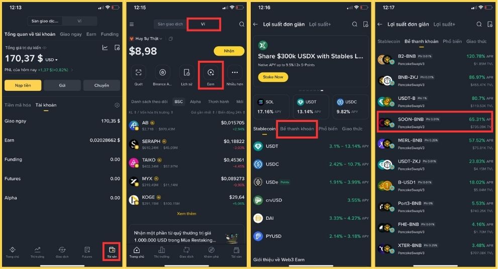 Các bước tìm Pool để cung cấp thanh khoản trên Binance Wallet