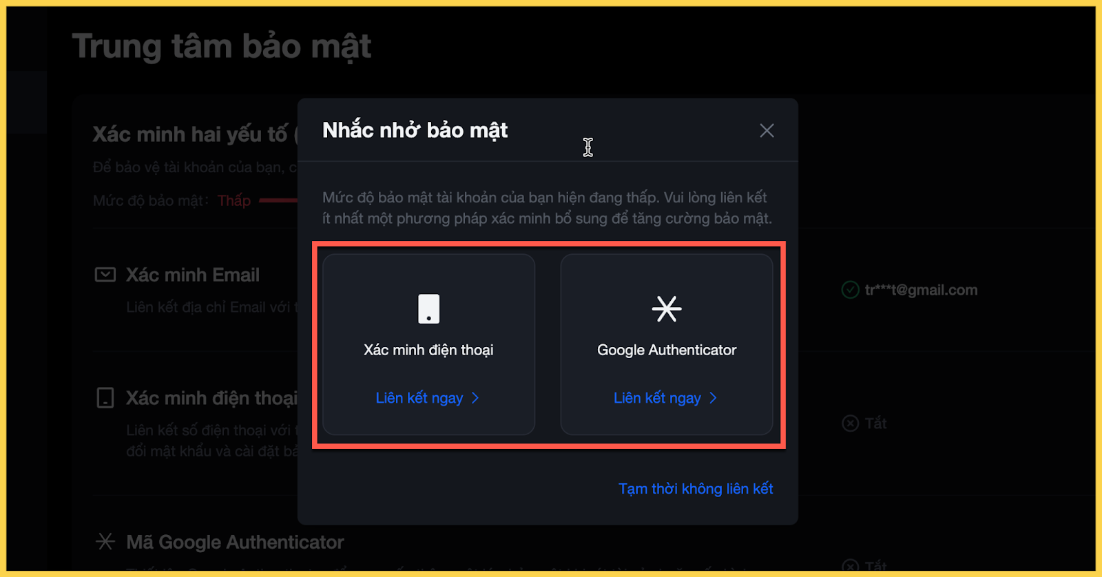 Cập nhật 2FA SĐT