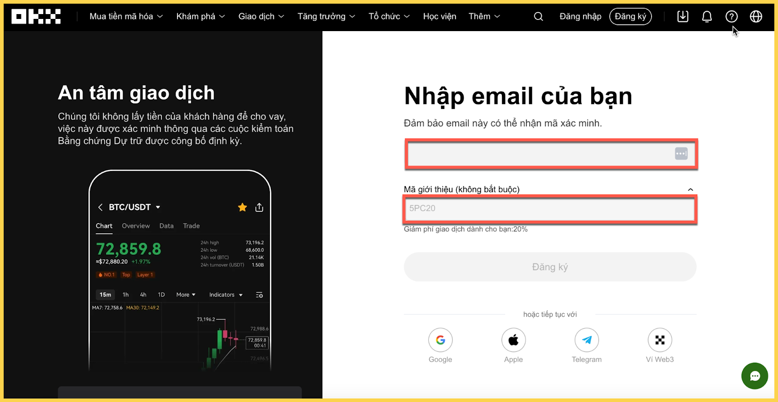 Đăng ký tài khoản OKX