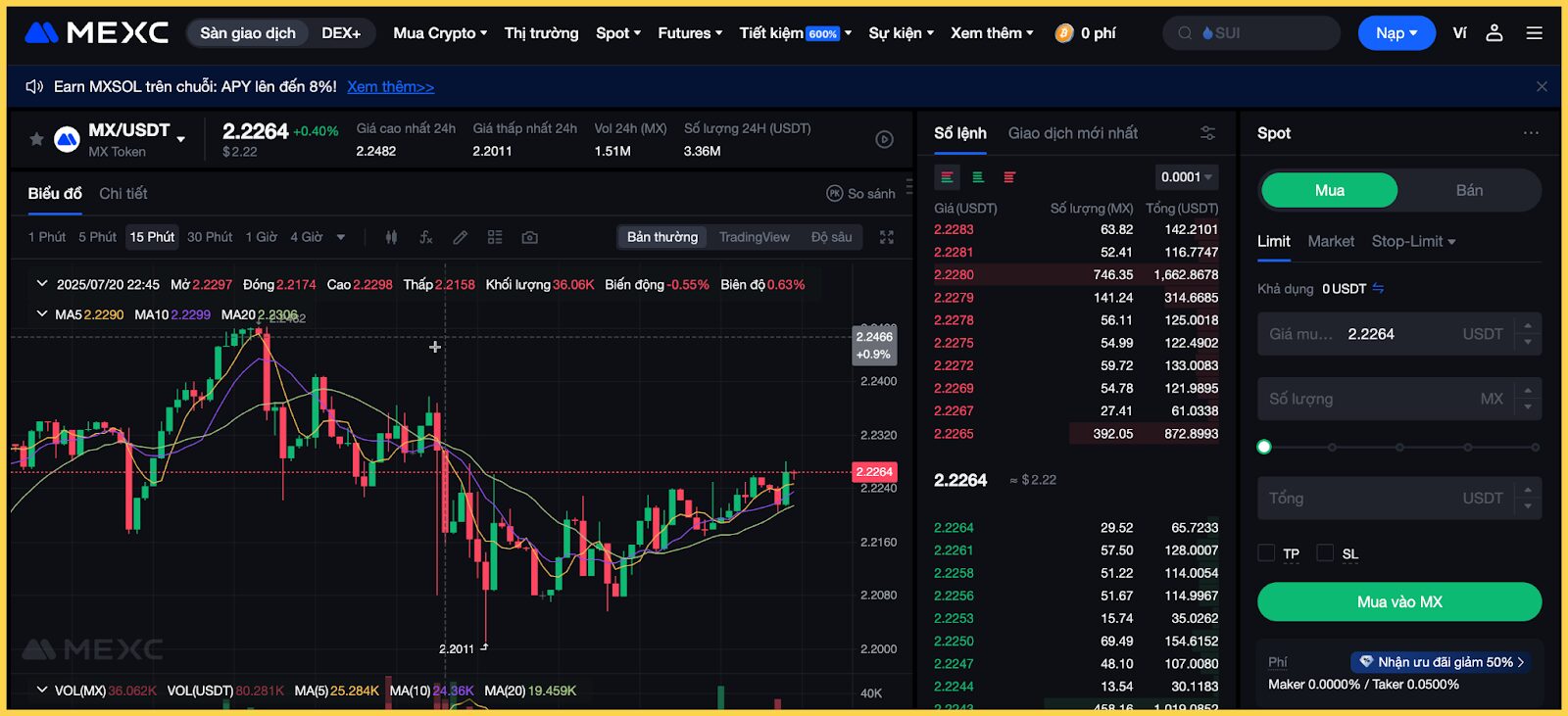 Giao dịch Spot Trading trên MEXC