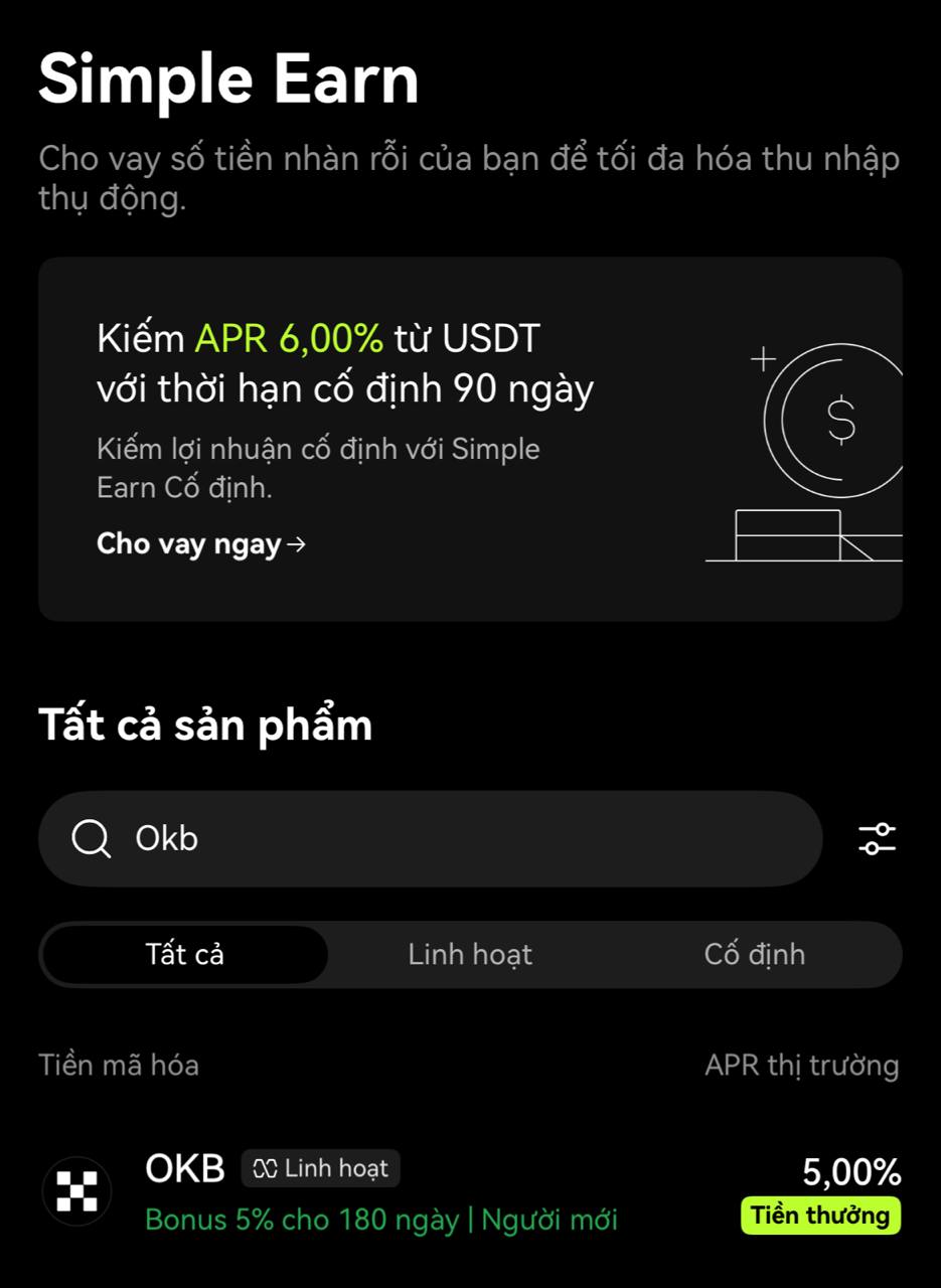 Giao diện tham gia staking OKB