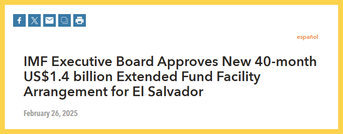 IMF cho El Salvador vay 1,4 tỷ USD