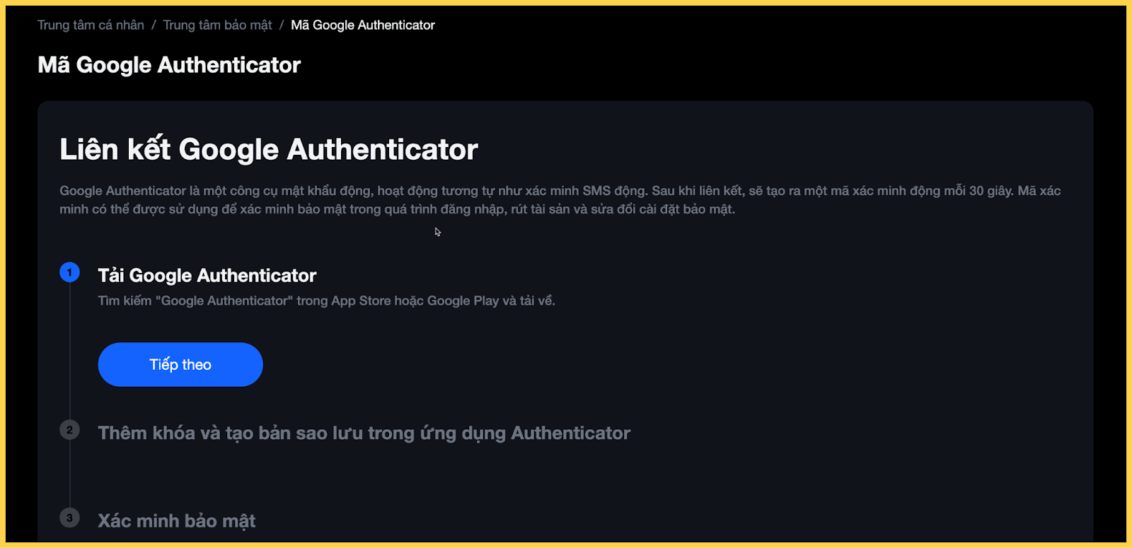Liên kết GG Authenticator