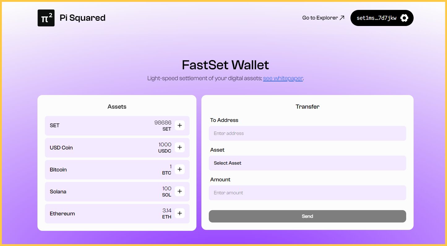 Truy cập website Fastset sẽ được tự động tạo ví