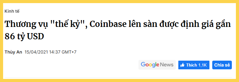 Coinbase lên sàn được định giá gần 86 tỷ USD