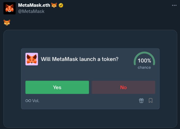 MetaMask ra mắt token - Trang X chính thức của Metamask cũng xác nhận thông tin