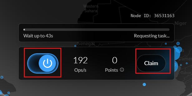 Bấm nút mở nguồn để kiếm token Testnet NEX