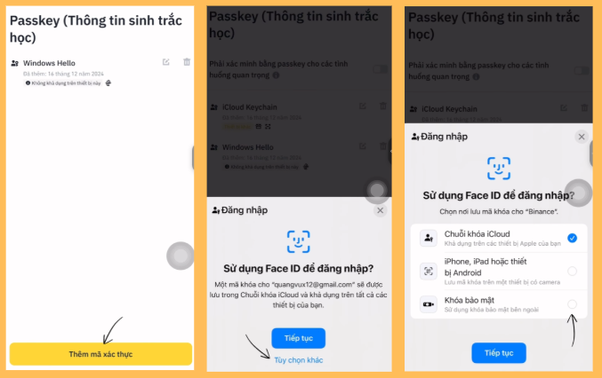 Chọn khóa bảo mật