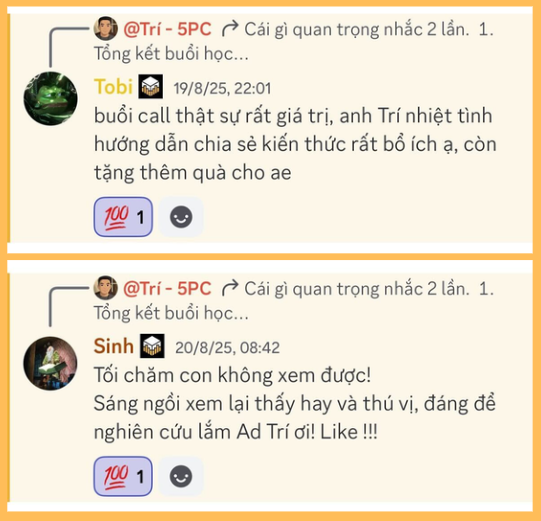 Feadback của cộng đồng trong group 5 Phút Trading