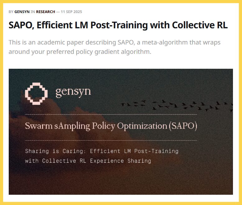 Gensyn giới thiệu mô hình SAPO dành cho Machine Learning