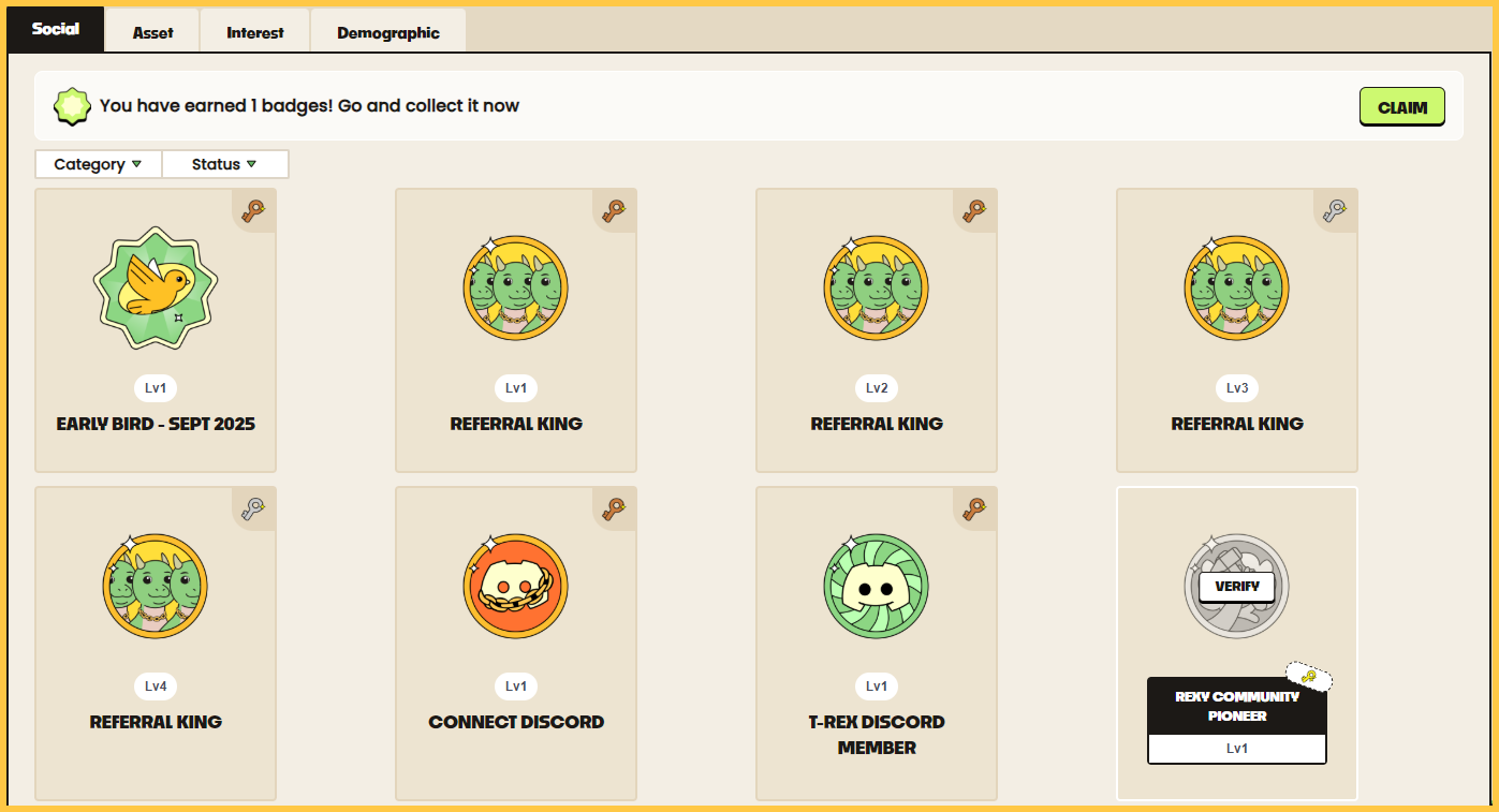 Nhận các Badge T-REX