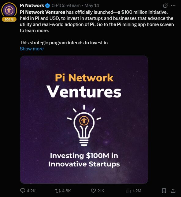 Pi Foundation bất ngờ công bố quỹ đầu tư Pi Network Ventures