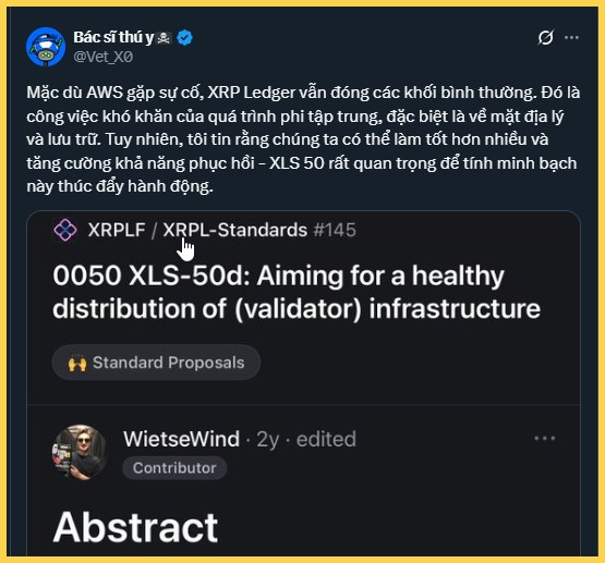 XRP Ledger vẫn hoạt động bình thường trước sự cố của AWS