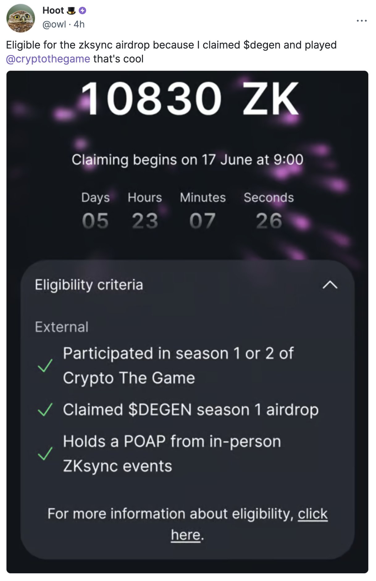 Claim airdrop zksync