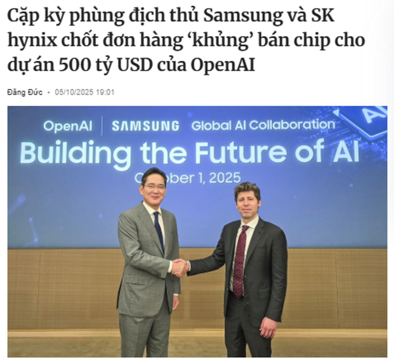 Samsung và SK hynix cung cấp chip cho OpenAi