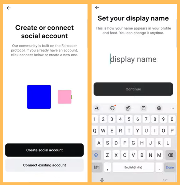 Sau đó chọn Create social account để tiến hành tạo tài khoản Base App