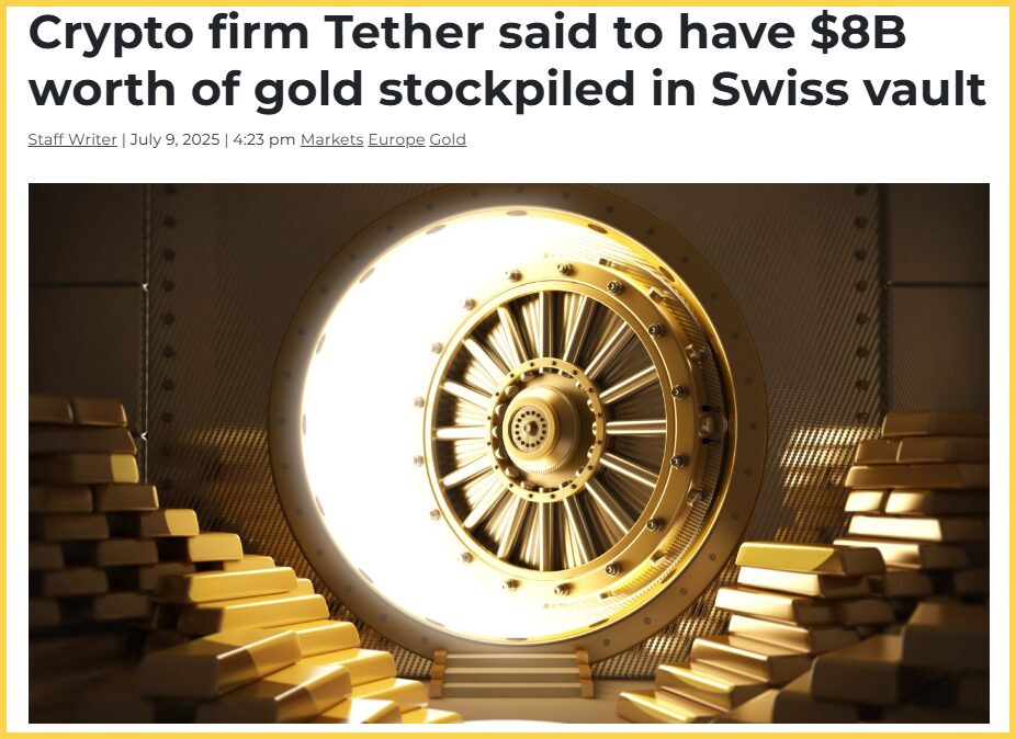 Tether lưu trữ vàng vật chất