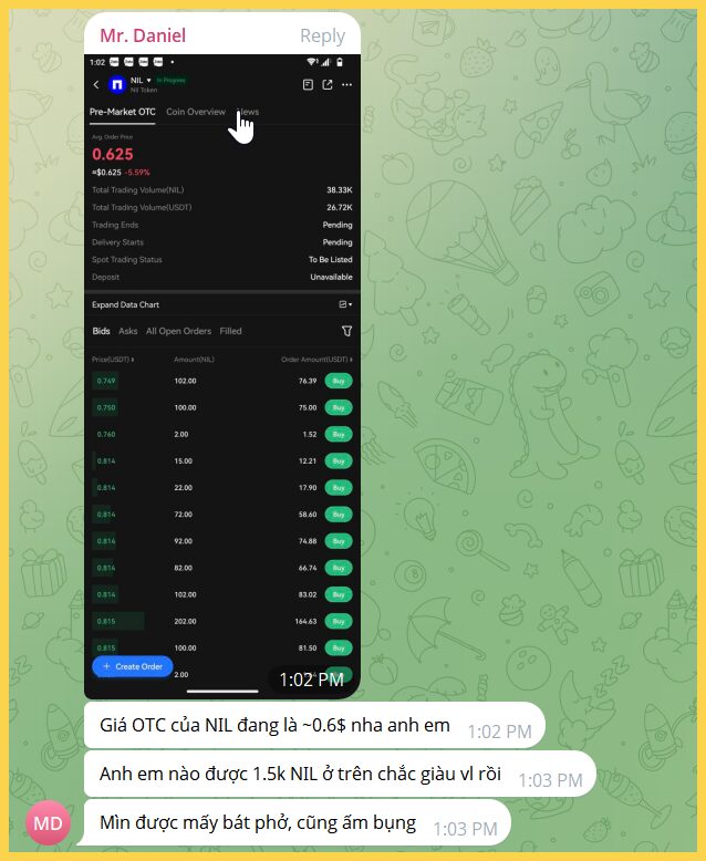 Thành viên cộng đồng 5 Phút nhận airdrop Nillion