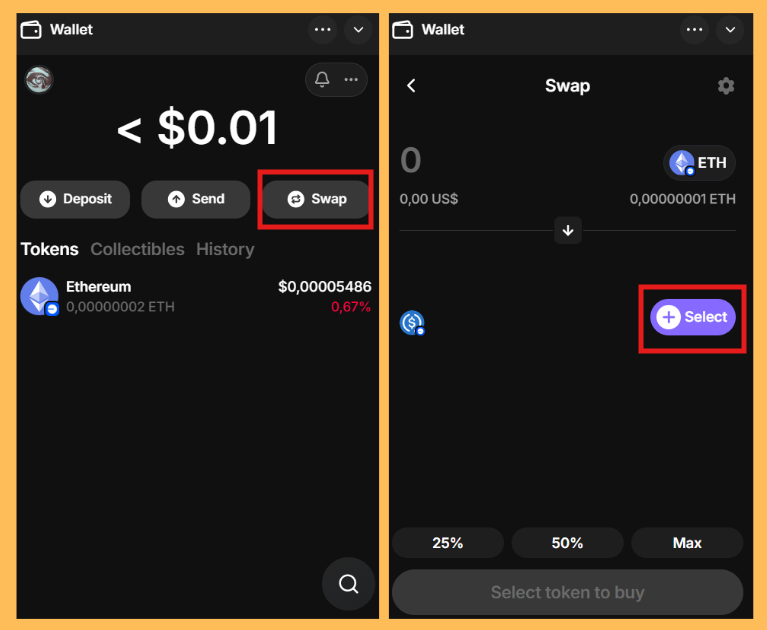 Tiến hành swap token bạn muốn