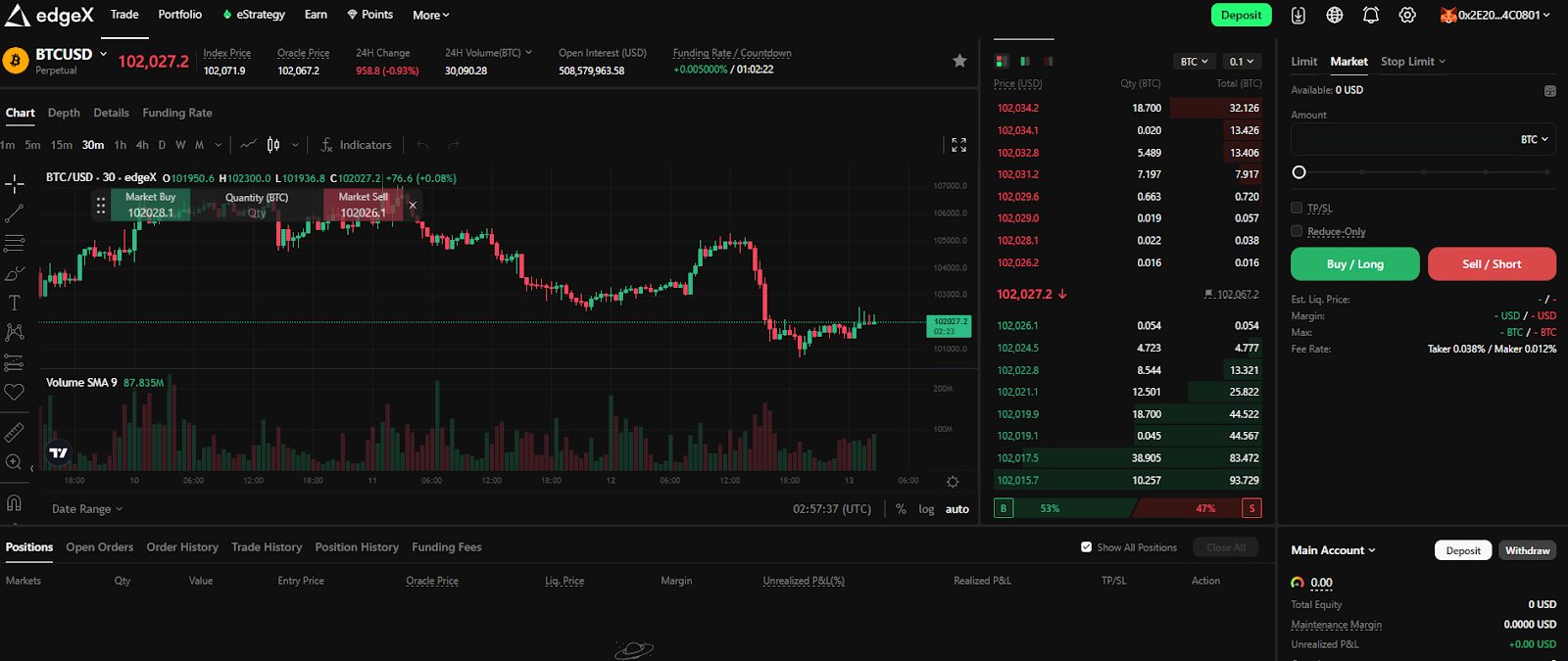 Vào mục Trade và tiến hành giao dịch để nhận Point