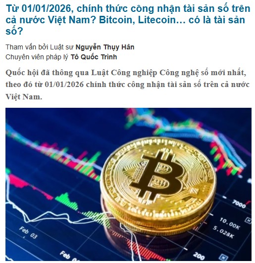 Từ 01/01/2026, Việt Nam sẽ chính thức công nhận tài sản số