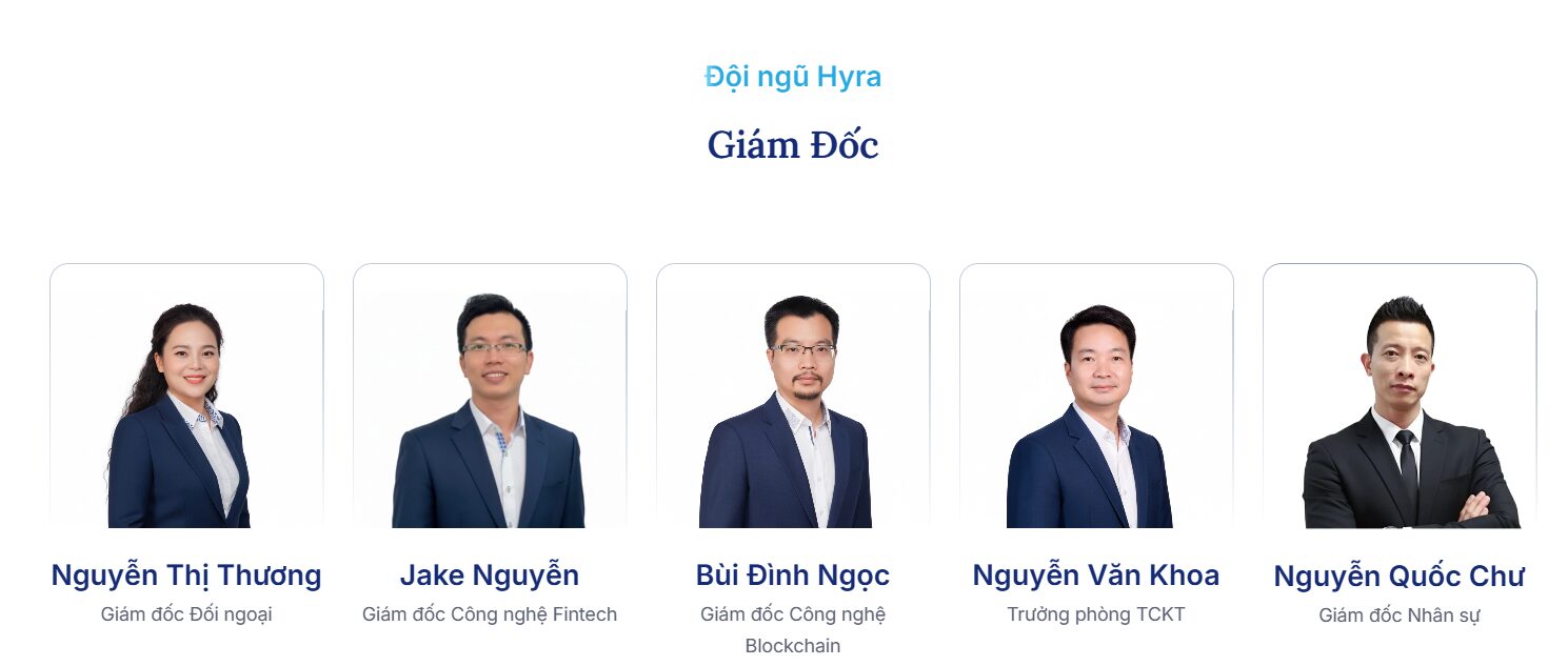 Ban giám đốc của Hyra Holdings - Nguồn: Website Hyra Holdings