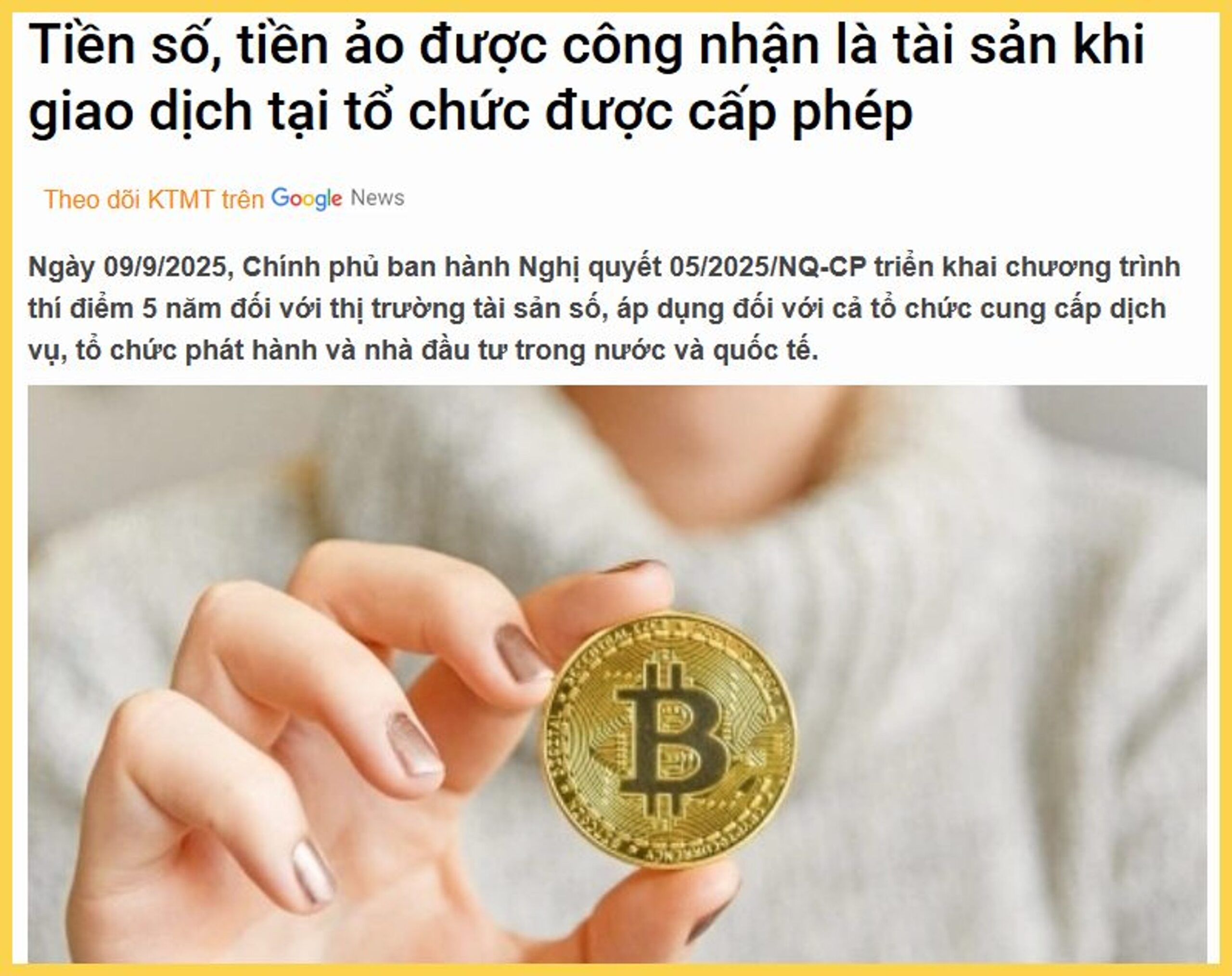 Crypto được công nhận là tài sản hợp pháp tại Việt Nam