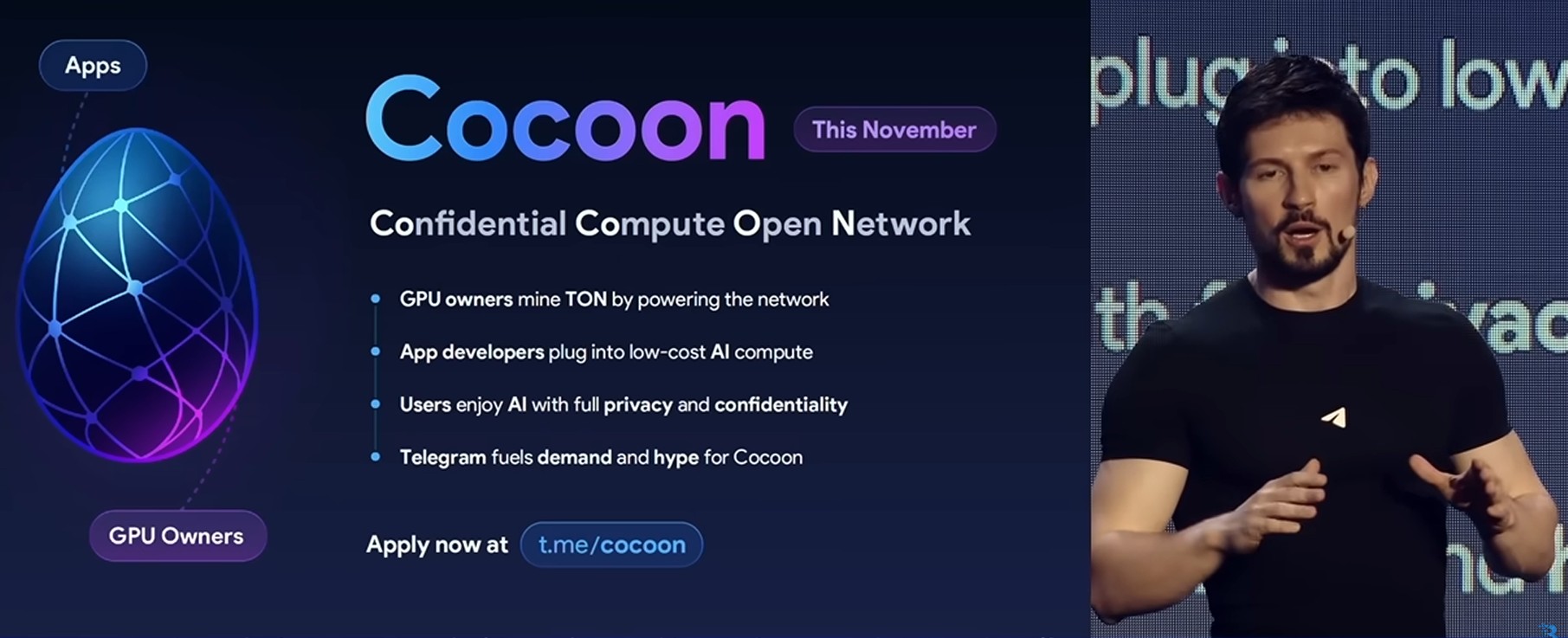 Pavel Durov trình bày về những đặc điểm của Cocoon