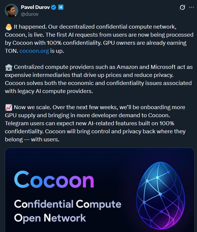 Pavel Durov giới thiệu về Cocoon