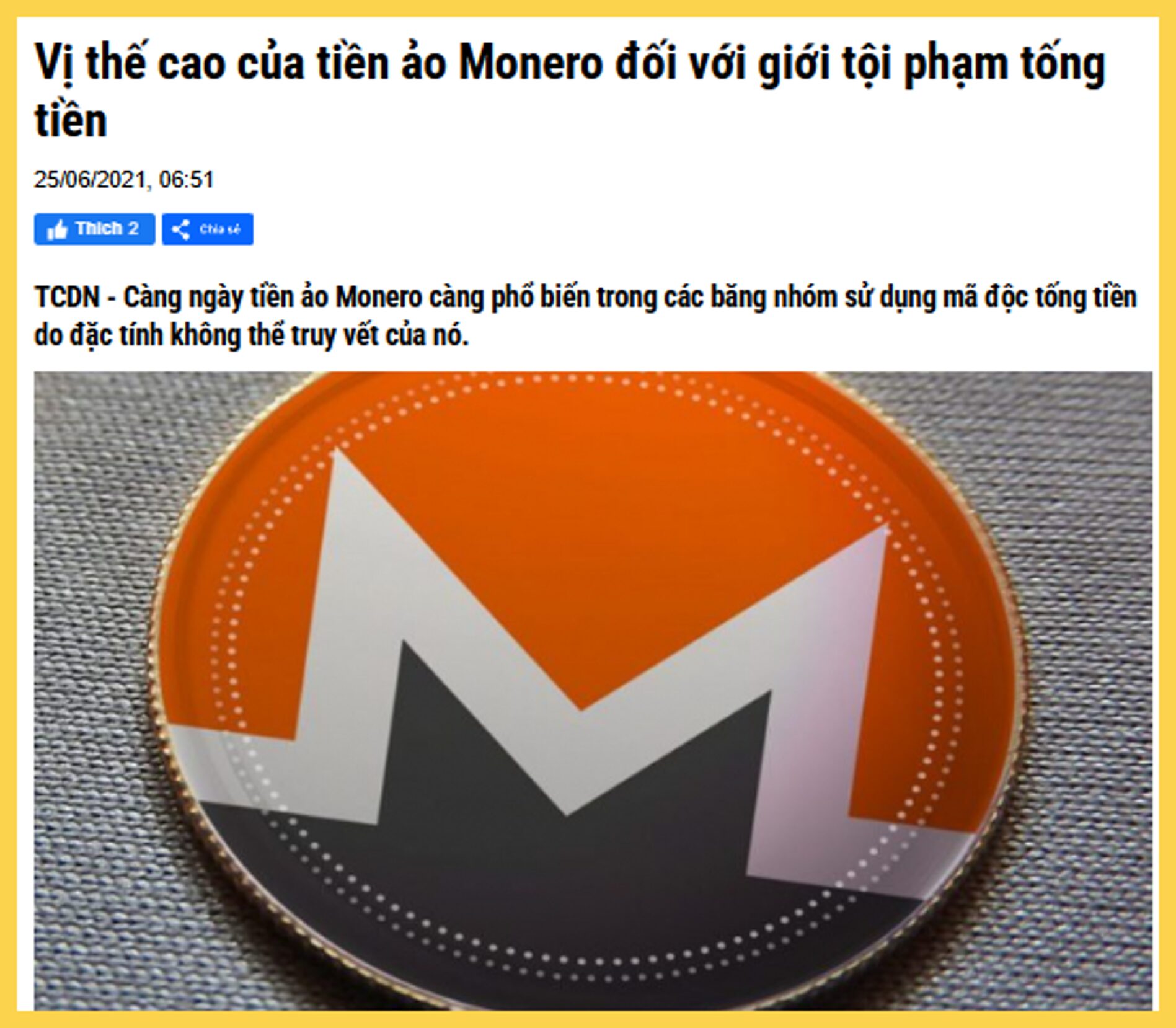 Monero được giới tội phạm ưa dùng vì tính ẩn danh