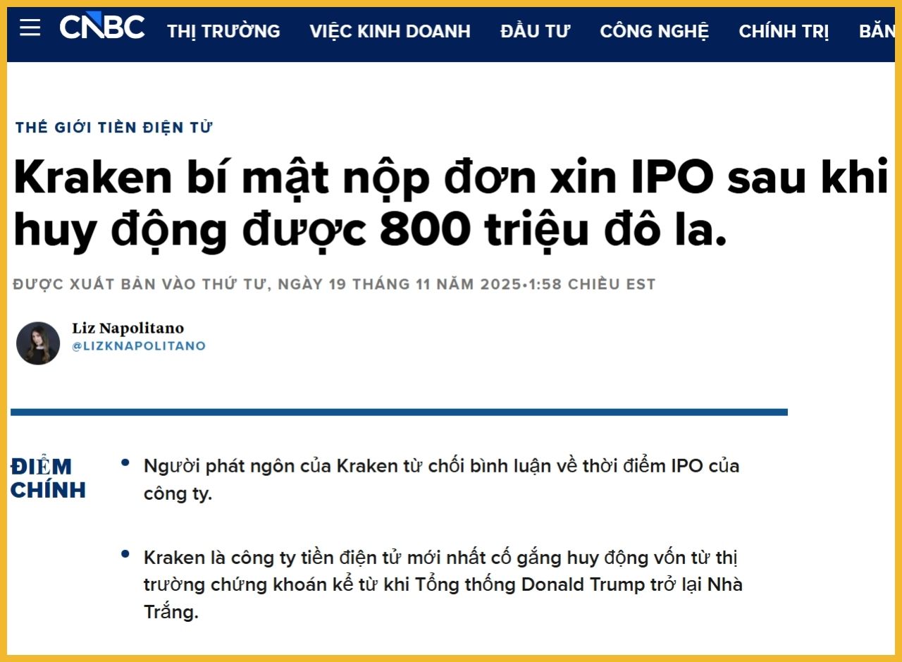 Kraken nộp đơn IPO trên sàn chứng khoán Mỹ