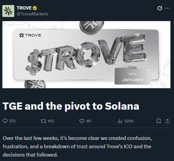 Trove rẽ hướng sang Solana 