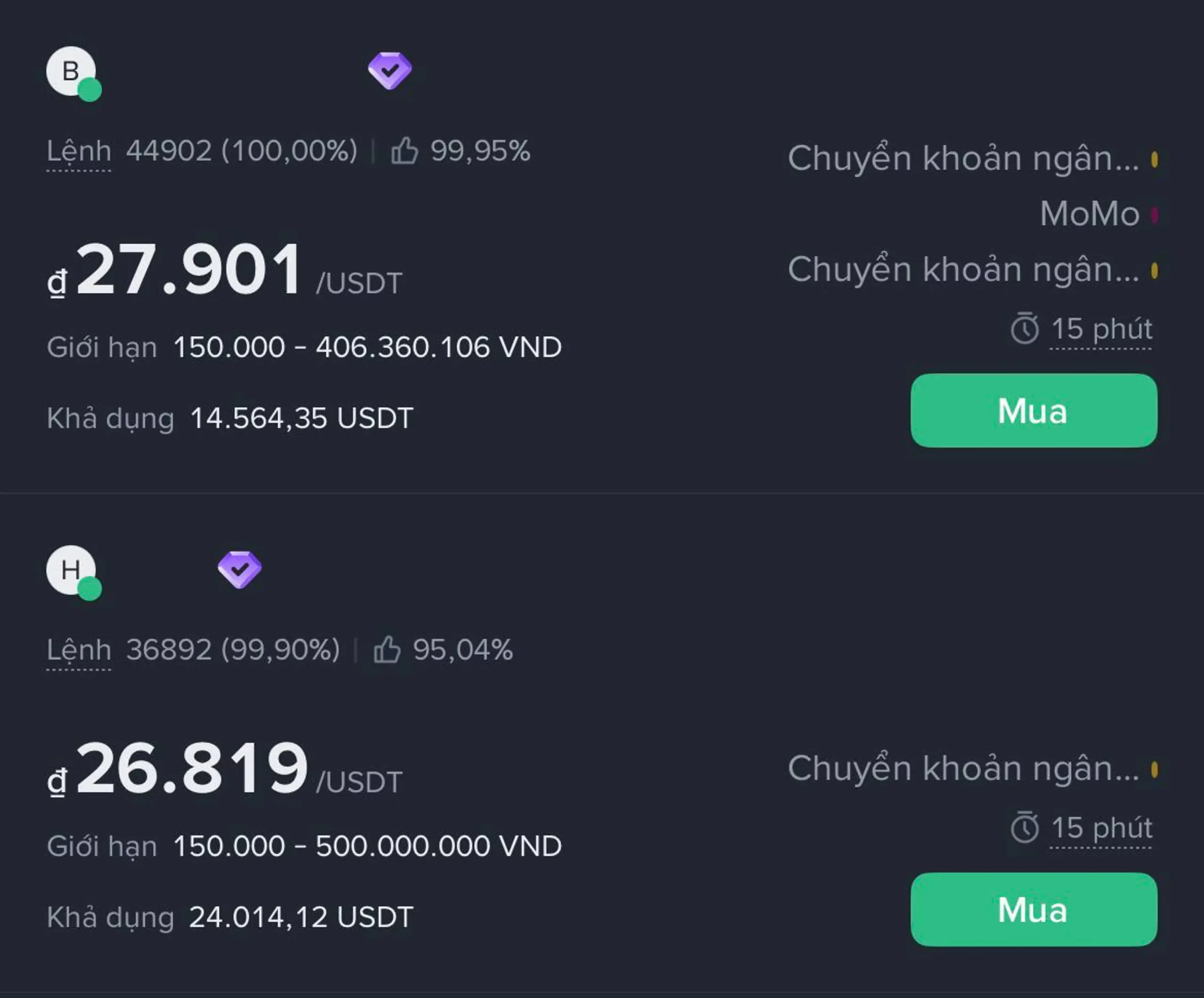 Chọn thương nhân P2P uy tín