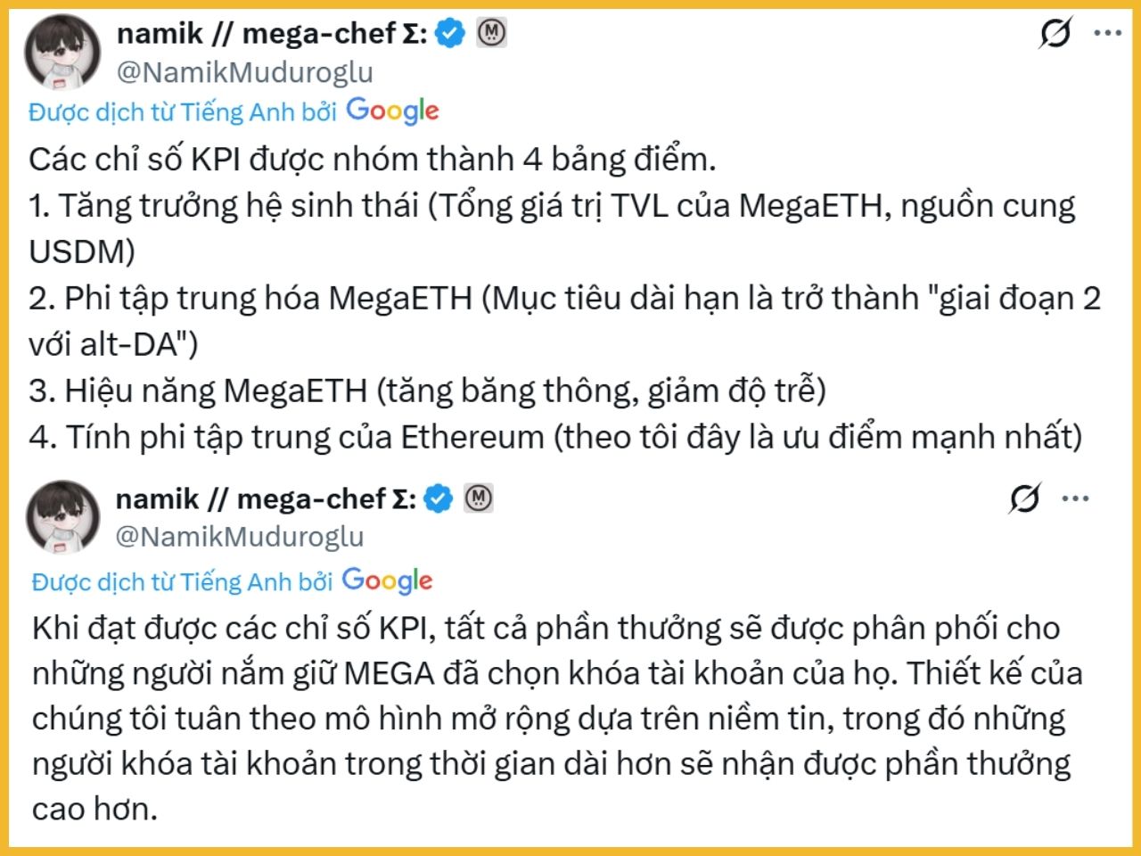 Founder MegaETH xác nhận cơ chế KPI staking reward