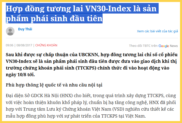 Việt Nam ra mắt hợp đồng tương lai của VN30