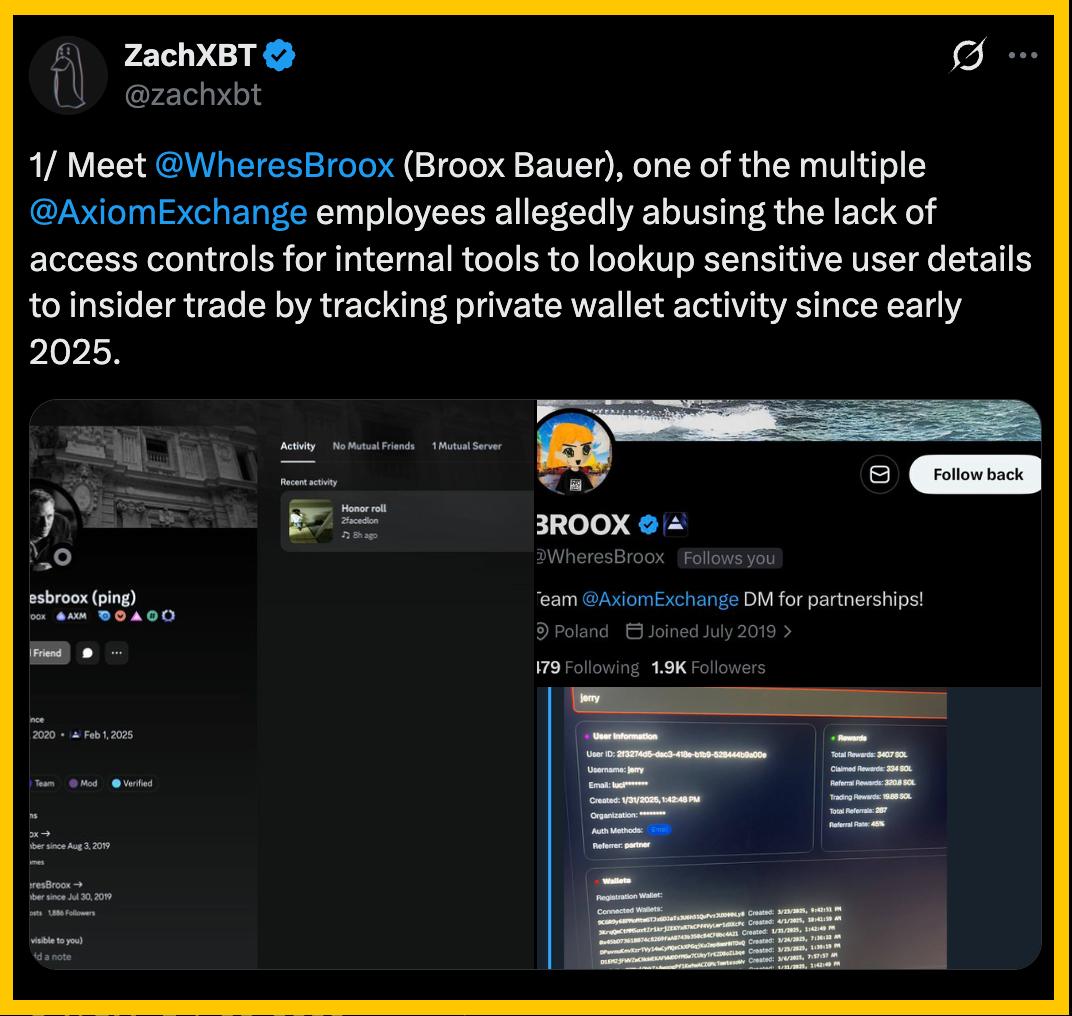 ZachXBT công bố kết quả là Axiom