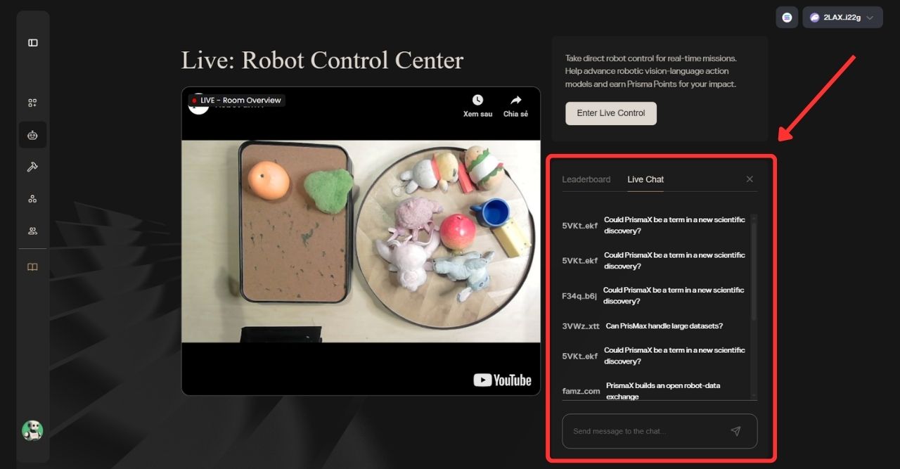 Chat để kiếm PrismaX Points