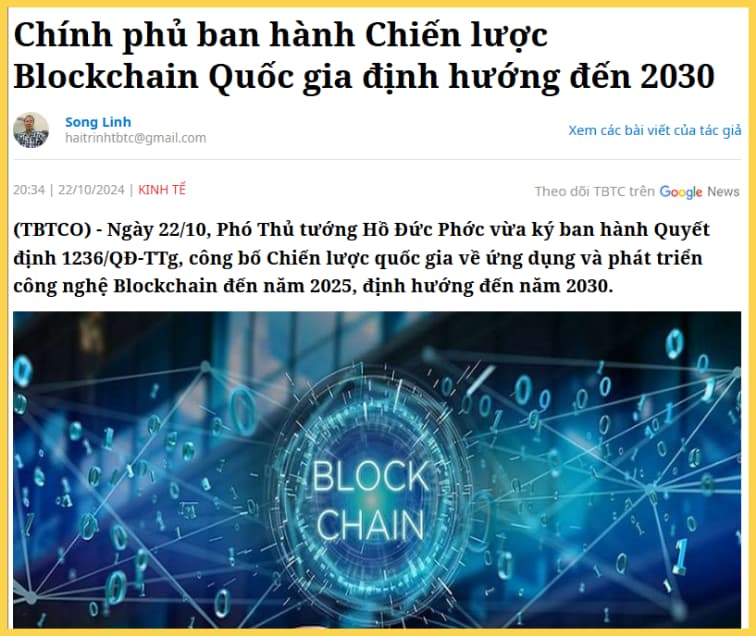 Chính thức đưa blockchain làm công nghệ chiến lược đến 2030