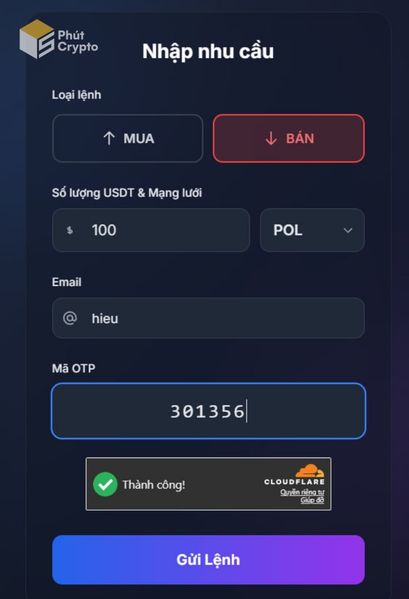 Đặt lệnh trung gian BÁN USDT trên MIMO